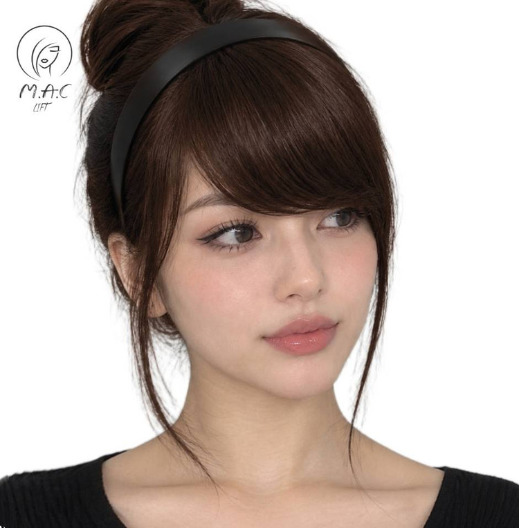 اکستنشن مو با الیاف طبیعی زنانه مدل چتری تل دار رنگ قهوه ای